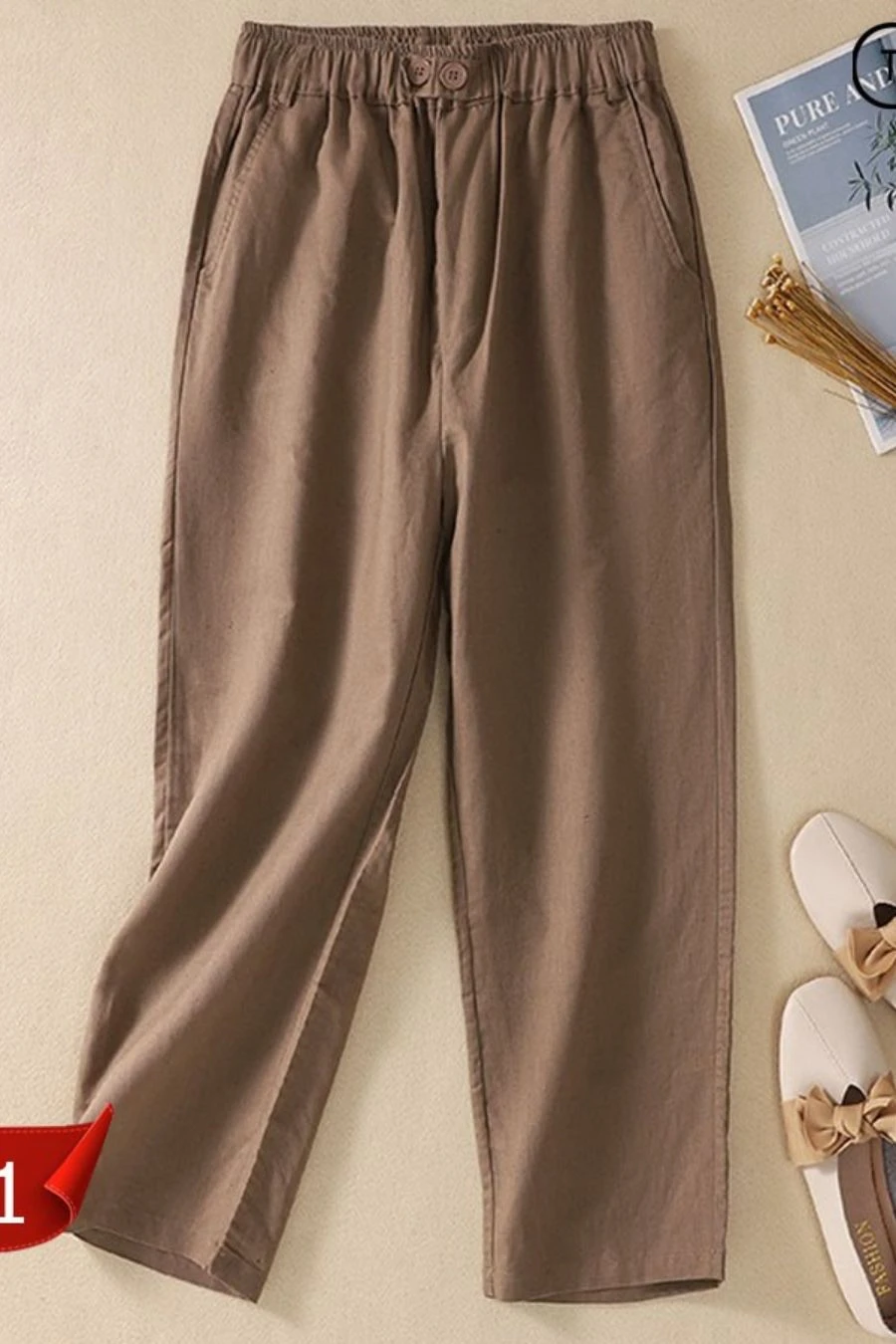 Quần trung niên Linen thanh lịch QD3P0401 - Quần Trung Niên Menina