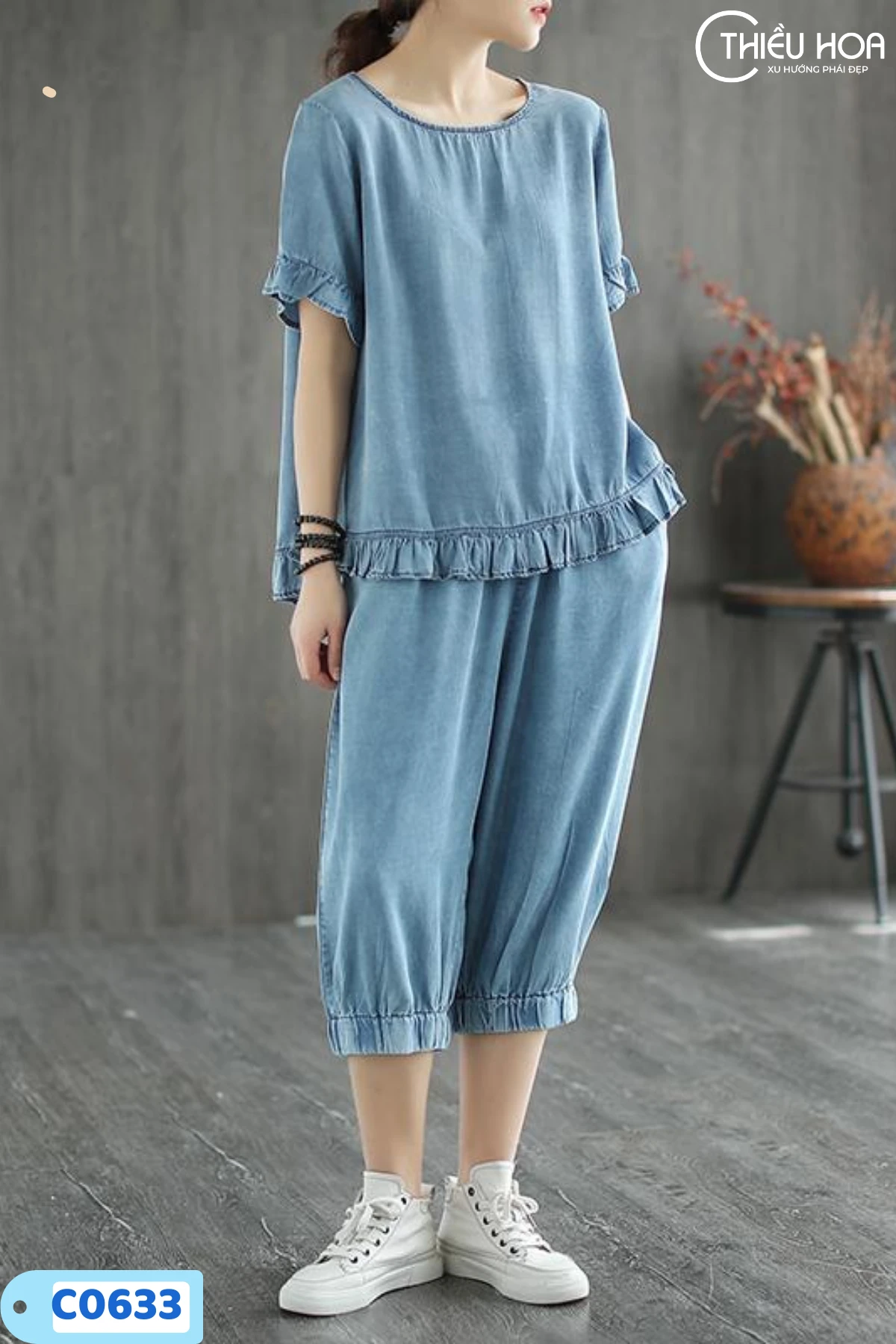 Đồ bộ Jean mỏng trẻ trung thời trang DB3C0633