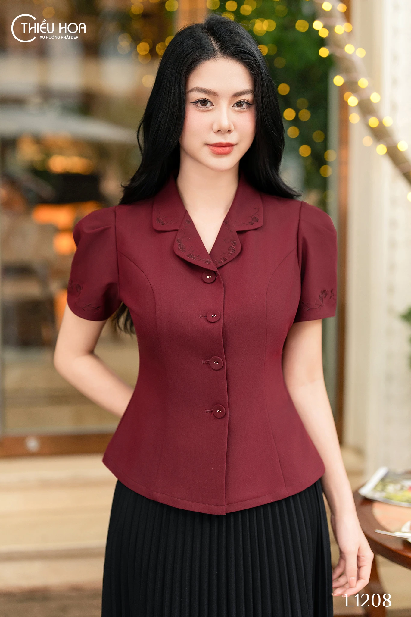 Áo trung niên Thiết Kế Nữ sang trọng quý phái chất liệu cao cấp mặc cực mát Thương hiệu Menina AN3L1208