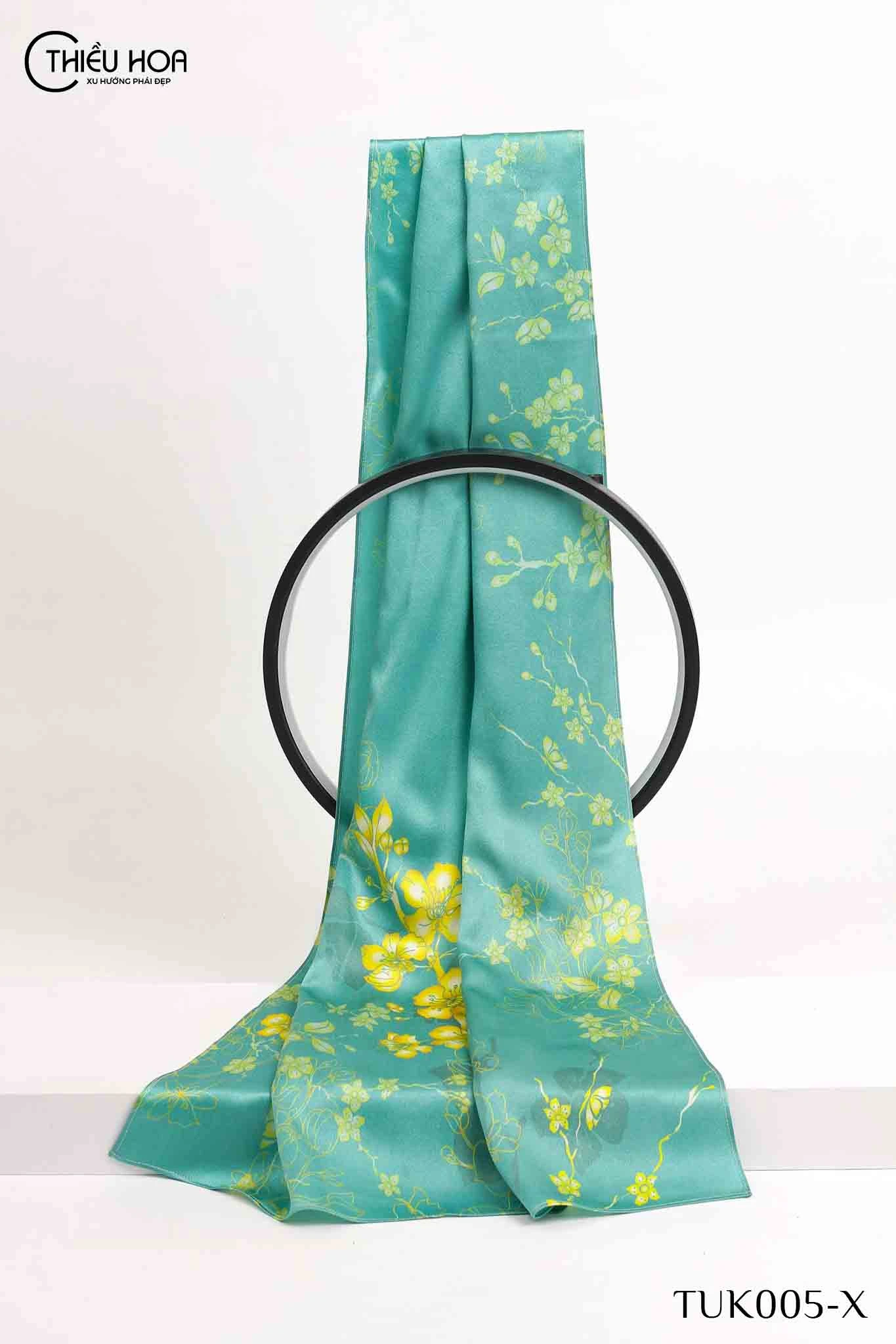 Khăn Lụa Tơ Tằm Mai Vàng Phú Qúy TUK005 - Khăn Choàng Thiều Hoa