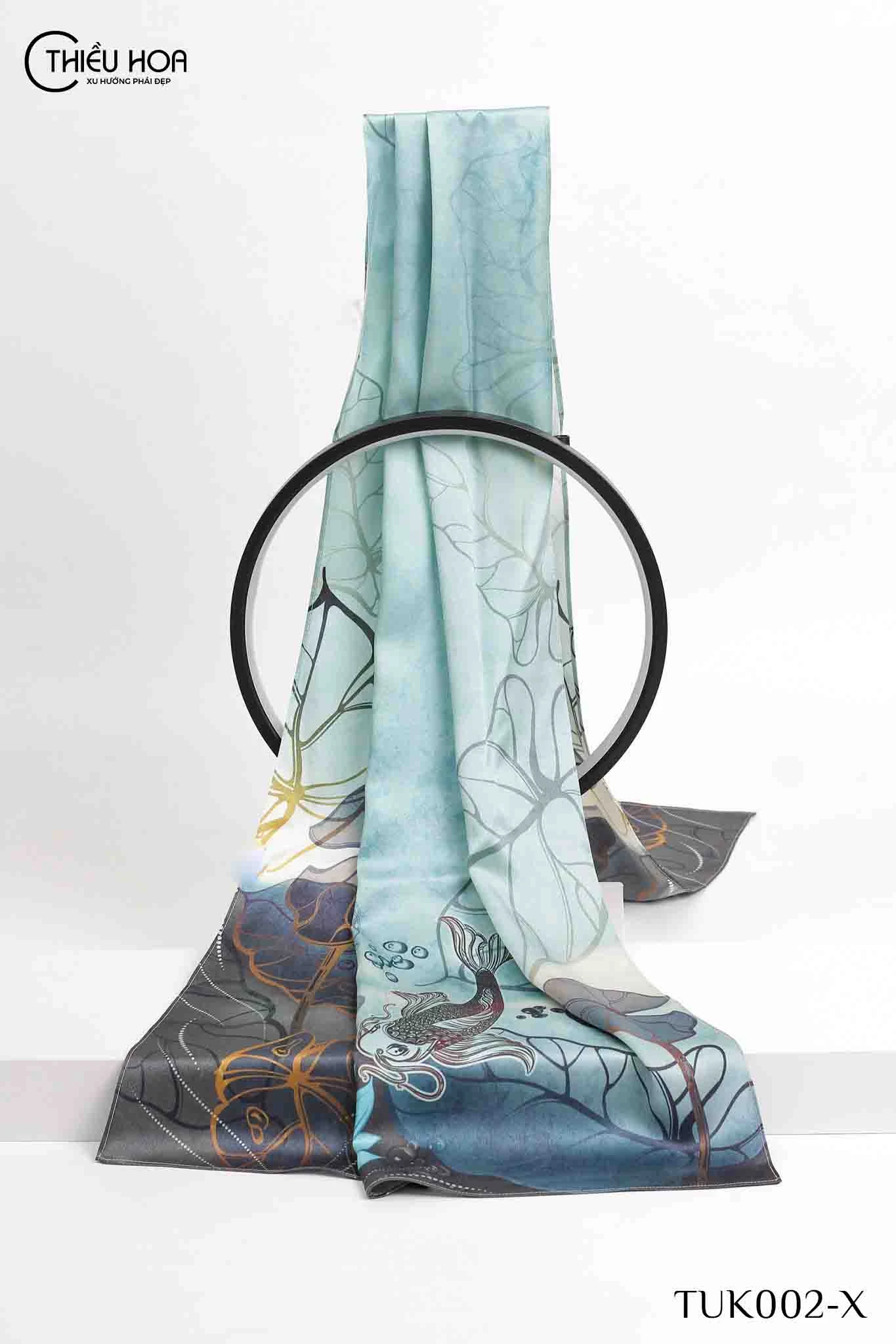 Khăn Lụa Tơ Tằm Song Ngư TUK002 - Khăn Choàng Thiều Hoa