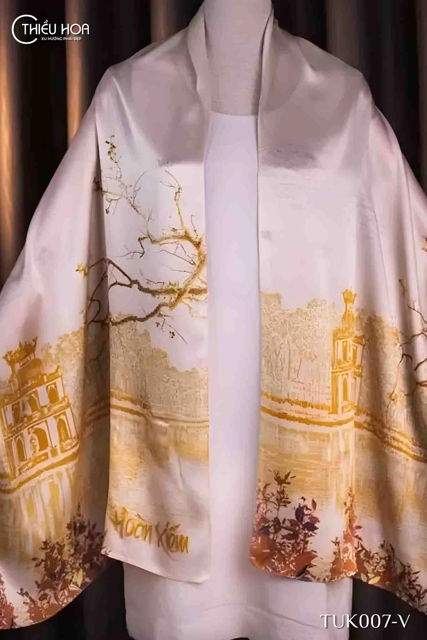 Khăn lụa tơ tằm Hồ Hoàn Kiếm TUK007 - Khăn Choàng Thiều Hoa