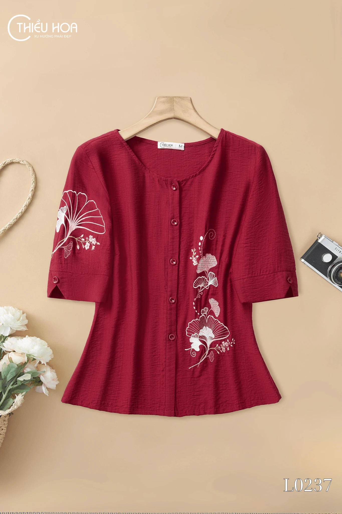 Áo Tơ Xước Thiết Kế AN5L0237 - Áo Trung Niên Thiều Hoa